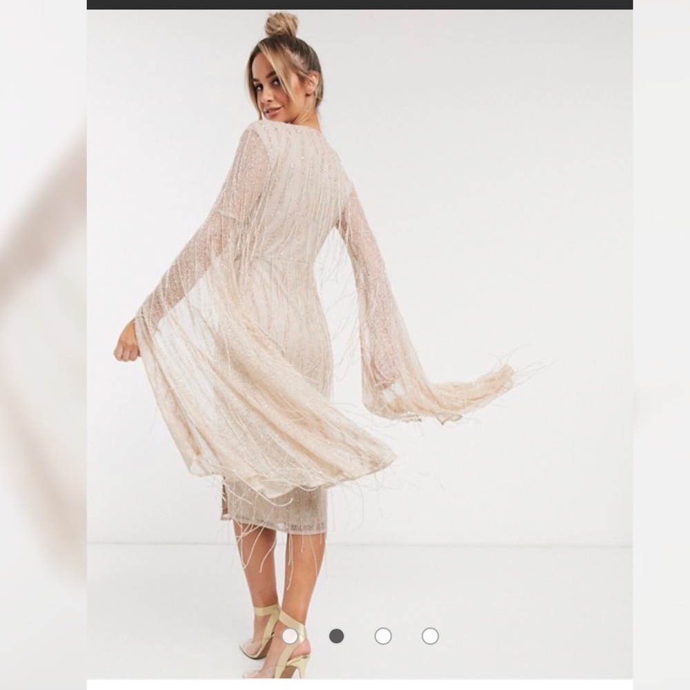 NWT Kimono Wrap Beaded Midi Dress